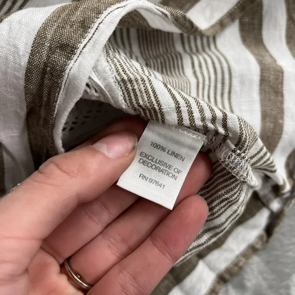 J. Jill Tank Top Womens XS‎ Brown White Striped Linen Tunic Sleeveless Top Boho